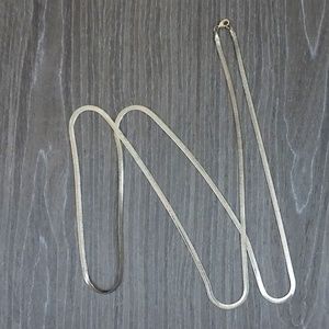 Vintage Silver-Toned Flat Herringbone Long "Magic Chain" Necklace